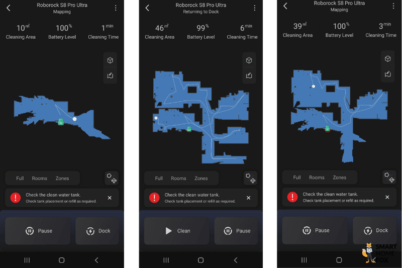 Быстрое картирование Roborock S8 Pro Ultra в реальном времени в приложении.